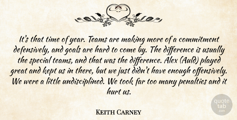 Keith Carney Quote About Alex, Commitment, Difference, Far, Goals: Its That Time Of Year...