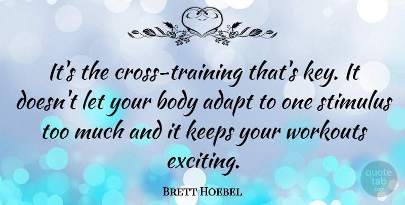 Brett Hoebel Quote About Workout, Keys, Training: Its The Cross Training Thats...