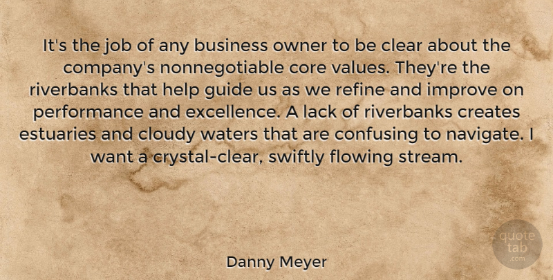 Danny Meyer Quote About Business, Clear, Cloudy, Confusing, Core: Its The Job Of Any...