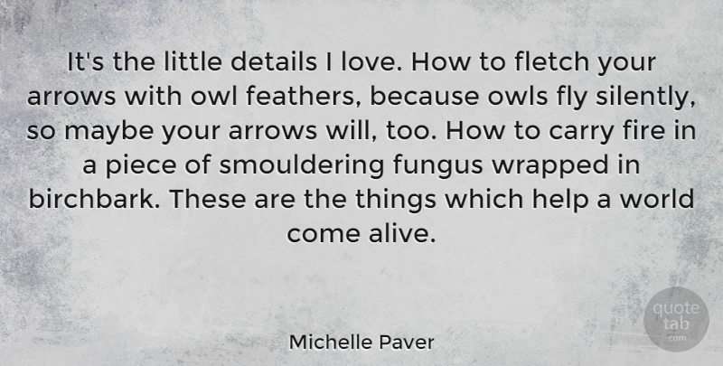Michelle Paver Quote About Arrows, Carry, Details, Fly, Fungus: Its The Little Details I...