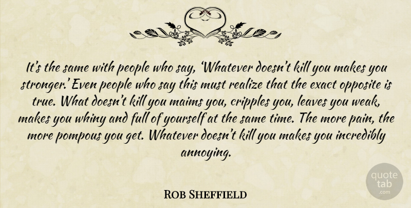 Rob Sheffield Quote About Pain, Loss, Opposites: Its The Same With People...