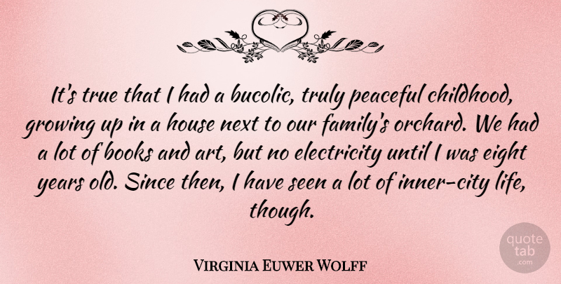 Virginia Euwer Wolff Quote About Art, Books, Eight, Electricity, Family: Its True That I Had...