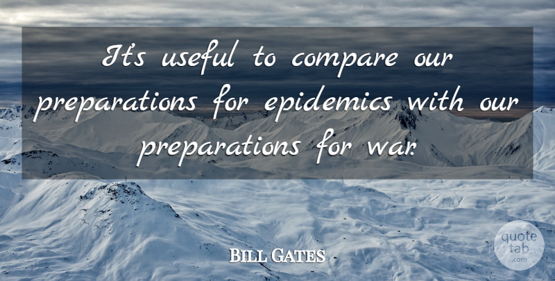Bill Gates Quote About War, Epidemics, Preparation: Its Useful To Compare Our...