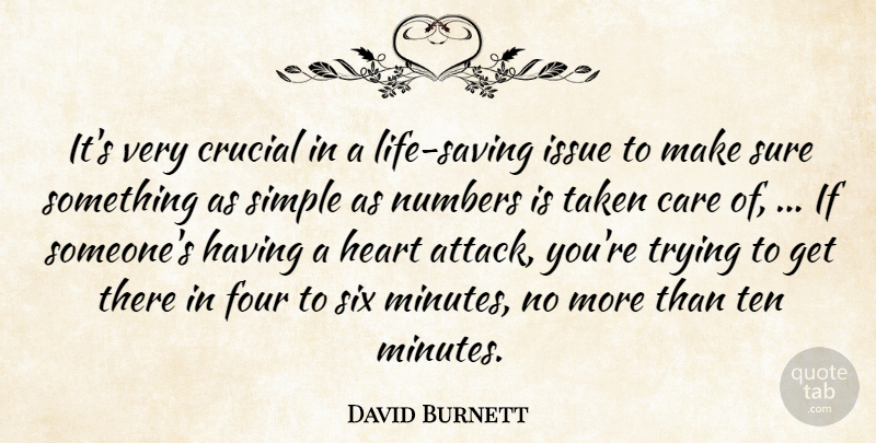 David Burnett Quote About Care, Crucial, Four, Heart, Issue: Its Very Crucial In A...