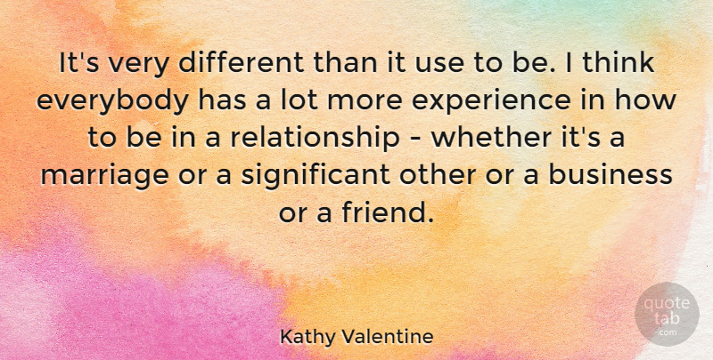 Kathy Valentine Quote About Valentines Day, Thinking, Use: Its Very Different Than It...