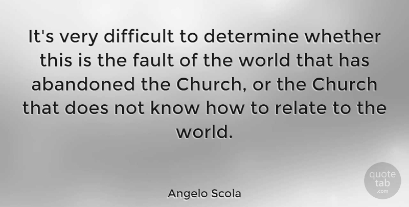 Angelo Scola Quote About Determine, Fault, Italian Clergyman, Relate, Whether: Its Very Difficult To Determine...