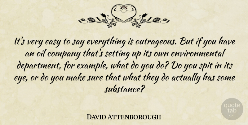 David Attenborough Quote About Company, Easy, Environmental, Oil, Setting: Its Very Easy To Say...