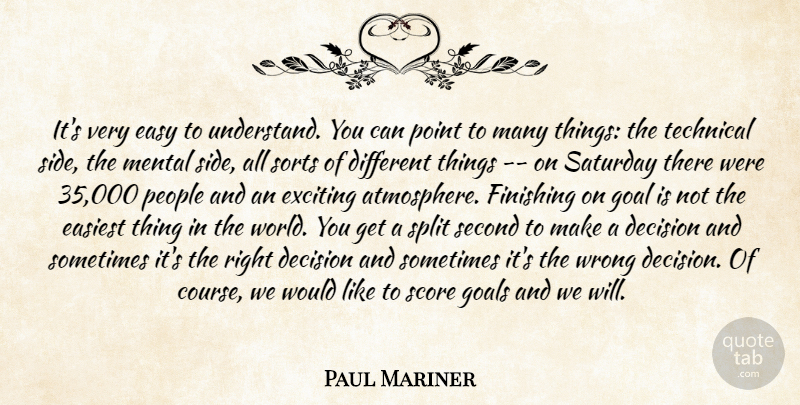 Paul Mariner Quote About Decision, Easiest, Easy, Exciting, Finishing: Its Very Easy To Understand...