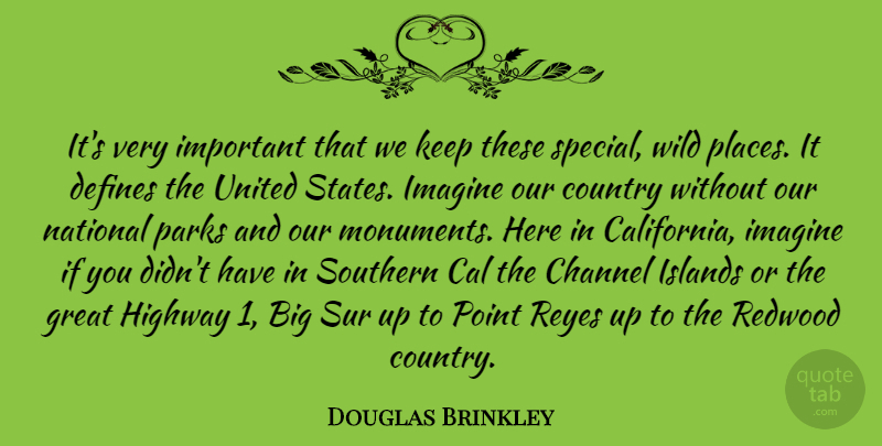 Douglas Brinkley Quote About Cal, Channel, Country, Defines, Great: Its Very Important That We...