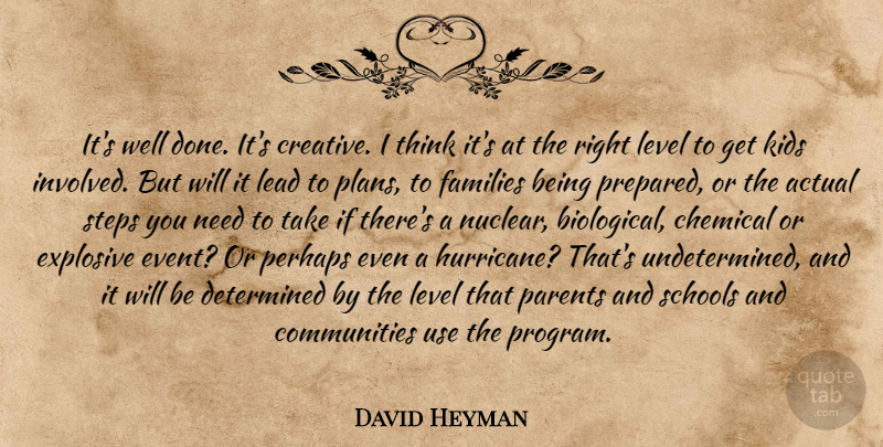 David Heyman Quote About Actual, Chemical, Determined, Explosive, Families: Its Well Done Its Creative...
