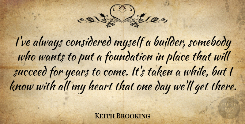 Keith Brooking Quote About Considered, Foundation, Heart, Somebody, Succeed: Ive Always Considered Myself A...