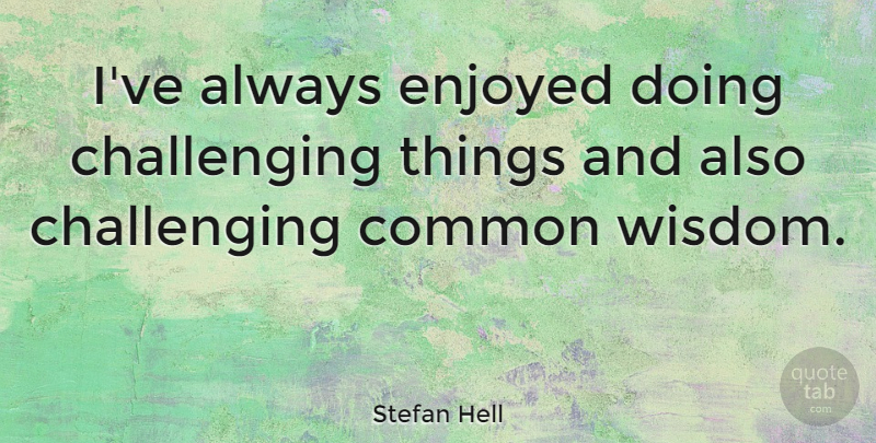 Stefan Hell Quote About Common, Enjoyed, Wisdom: Ive Always Enjoyed Doing Challenging...