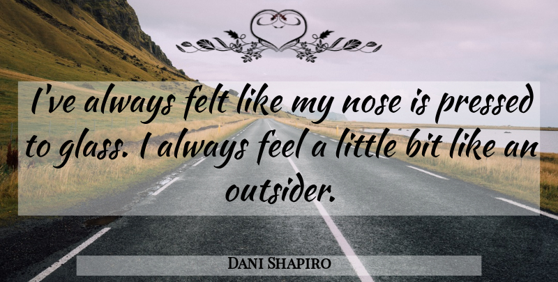 Dani Shapiro Quote About Glasses, Littles, Outsiders: Ive Always Felt Like My...