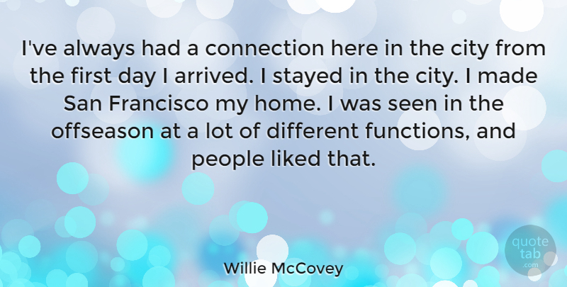 Willie McCovey Quote About Francisco, Home, Liked, People, San: Ive Always Had A Connection...