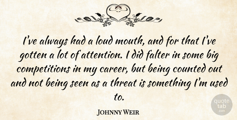 Johnny Weir Quote About Counted, Falter, Gotten, Loud, Seen: Ive Always Had A Loud...