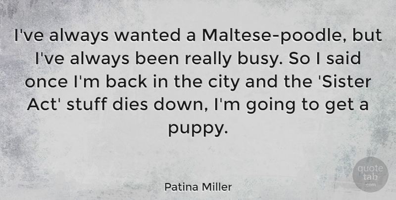 Patina Miller Quote About Dies, Stuff: Ive Always Wanted A Maltese...