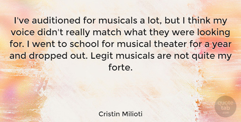 Cristin Milioti Quote About School, Thinking, Years: Ive Auditioned For Musicals A...