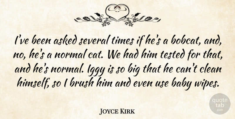 Joyce Kirk Quote About Asked, Baby, Brush, Clean, Iggy: Ive Been Asked Several Times...