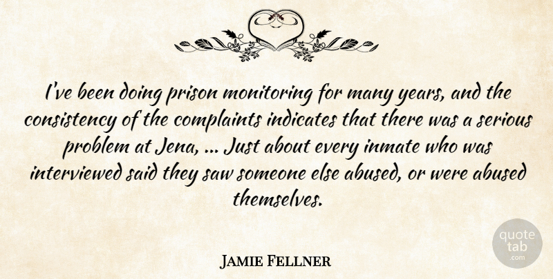 Jamie Fellner Quote About Complaints, Consistency, Inmate, Prison, Problem: Ive Been Doing Prison Monitoring...