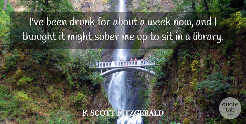 F. Scott Fitzgerald Quote About Book, Drunk, Library: Ive Been Drunk For About...