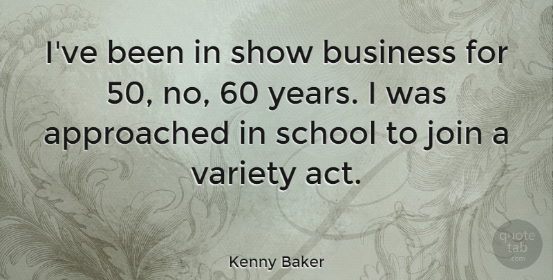 Kenny Baker Quote About School, Years, Show Business: Ive Been In Show Business...