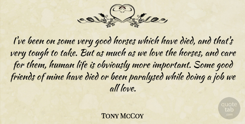 Tony McCoy Quote About Care, Died, Good, Horses, Human: Ive Been On Some Very...