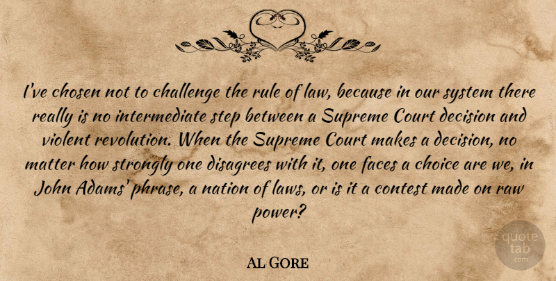 Al Gore Quote About Law, Decision, Choices: Ive Chosen Not To Challenge...