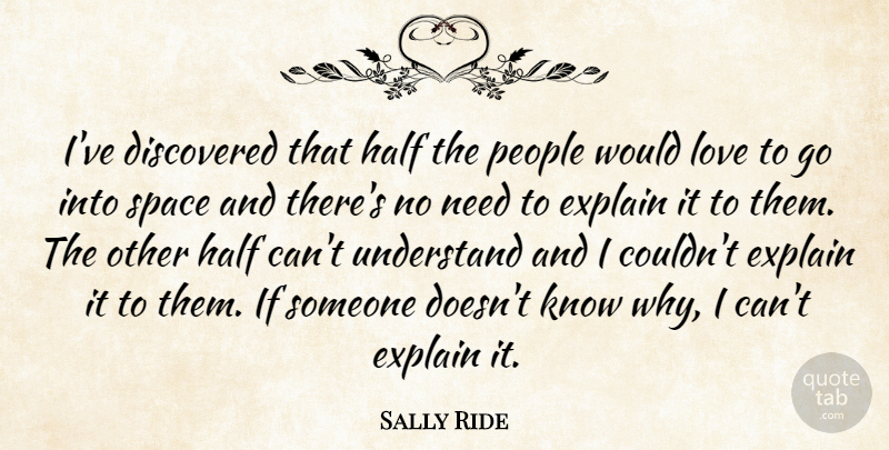Sally Ride Quote About Bad Ass, Space, People: Ive Discovered That Half The...