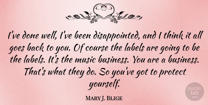 Mary J. Blige Quote About Thinking, Labels, Done: Ive Done Well Ive Been...