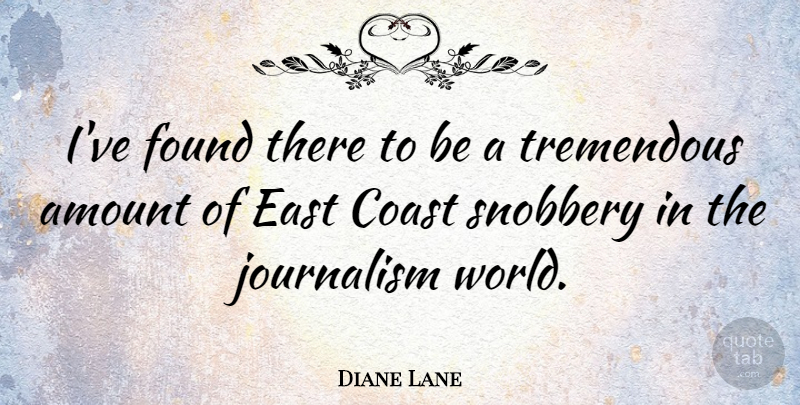 Diane Lane Quote About World, East, Journalism: Ive Found There To Be...