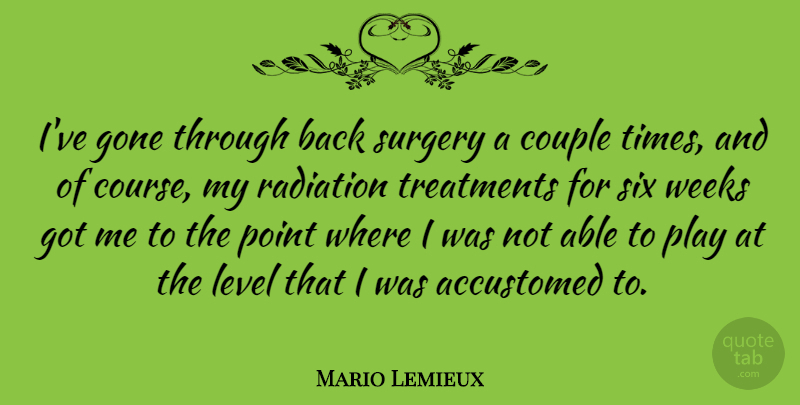 Mario Lemieux Quote About Sports, Couple, Play: Ive Gone Through Back Surgery...