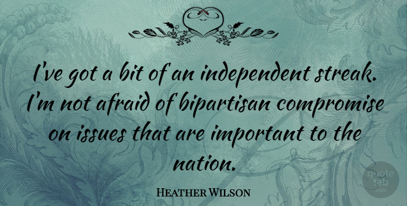 Heather Wilson Quote About Independent, Issues, Important: Ive Got A Bit Of...