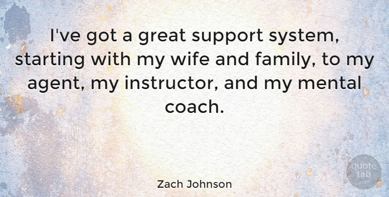 Zach Johnson Quote About Family, Great, Mental, Starting, Wife: Ive Got A Great Support...