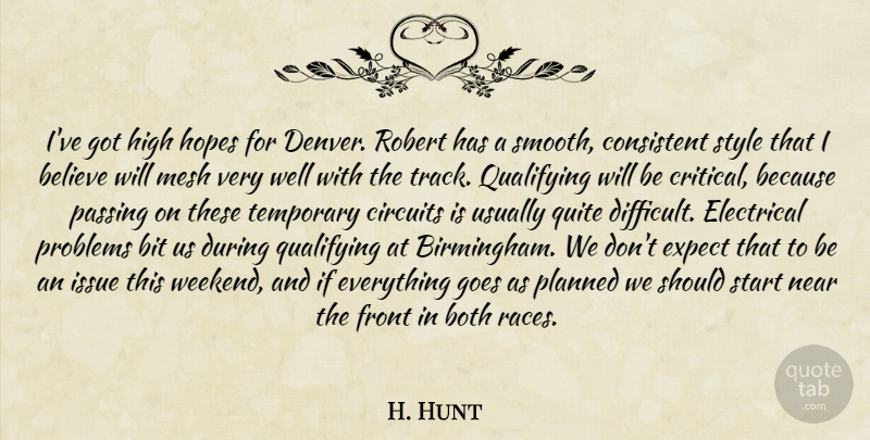 H. Hunt Quote About Believe, Bit, Both, Circuits, Consistent: Ive Got High Hopes For...