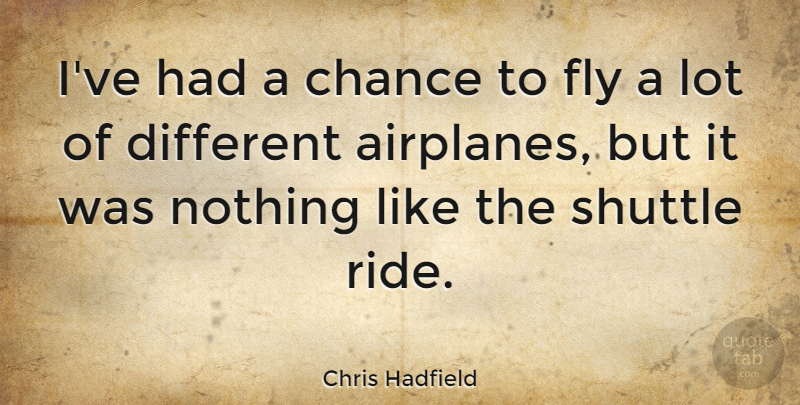 Chris Hadfield Quote About Airplane, Different, Chance: Ive Had A Chance To...