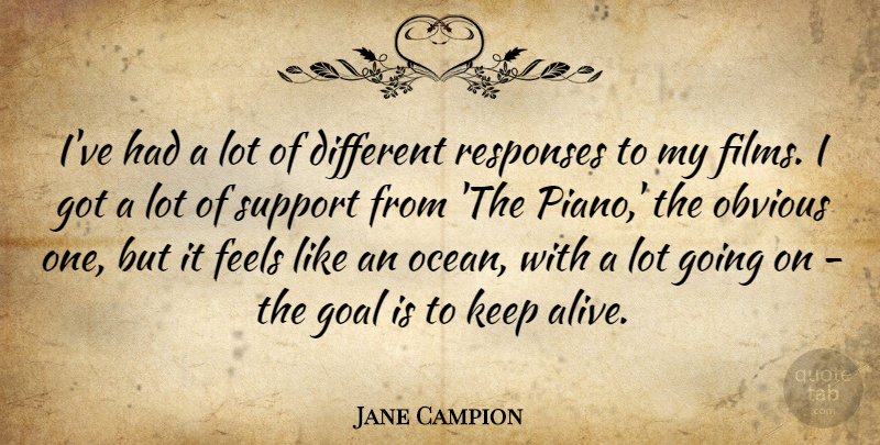 Jane Campion Quote About Ocean, Piano, Goal: Ive Had A Lot Of...