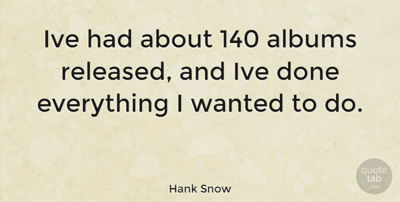 Hank Snow Quote About Albums, Done, Wanted: Ive Had About 140 Albums...