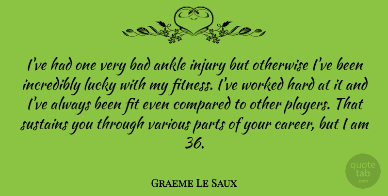 Graeme Le Saux Quote About Ankle, Bad, Compared, English Athlete, Fit: Ive Had One Very Bad...