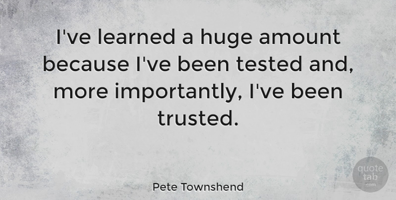 Pete Townshend Quote About Ive Learned, Huge, Tested: Ive Learned A Huge Amount...