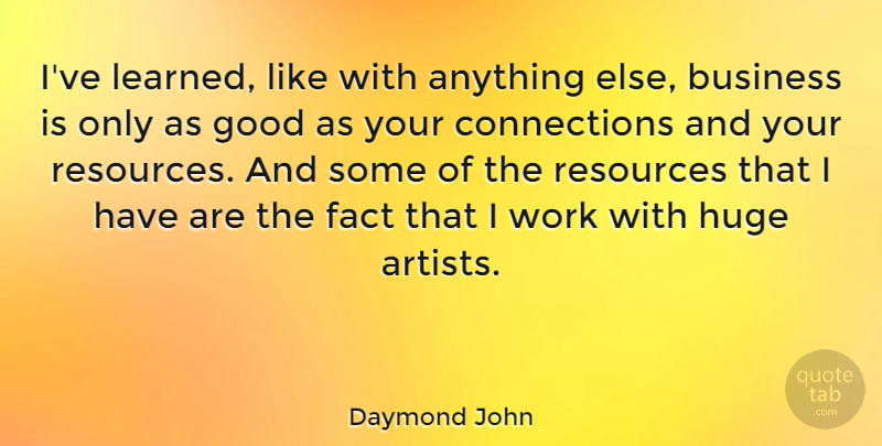 Daymond John Quote About Business, Fact, Good, Huge, Resources: Ive Learned Like With Anything...