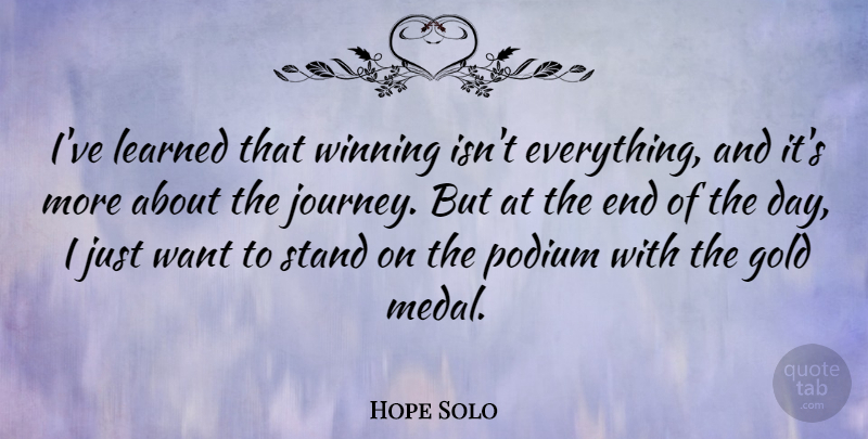 Hope Solo Quote About Winning, Journey, The End Of The Day: Ive Learned That Winning Isnt...