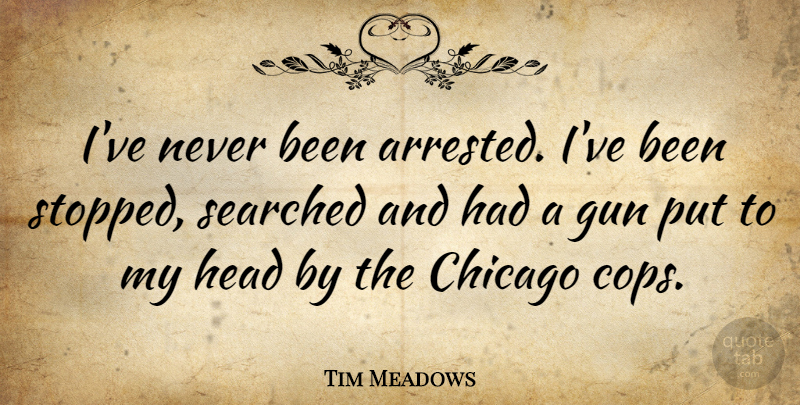 Tim Meadows Quote About Gun, Chicago, Cop: Ive Never Been Arrested Ive...