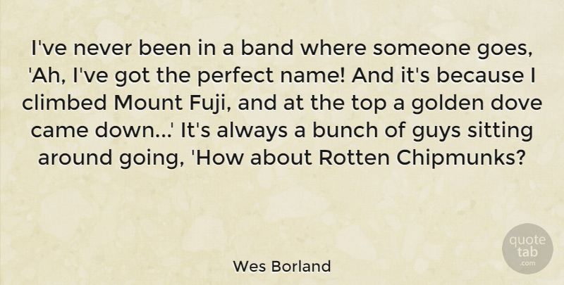 Wes Borland Quote About Names, Perfect, Guy: Ive Never Been In A...