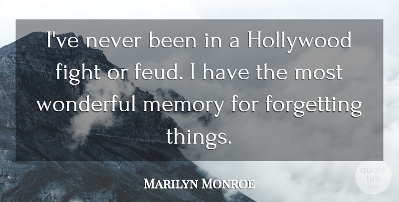 Marilyn Monroe Quote About Fight, Forgetting, Hollywood, Memory, Society: Ive Never Been In A...