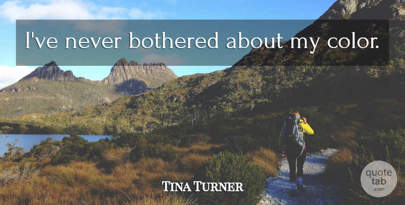 Tina Turner Quote About Color, Black, Bothered: Ive Never Bothered About My...