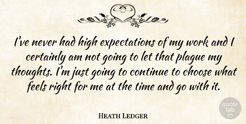 Heath Ledger Quote About Expectations, Plague, Feels Right: Ive Never Had High Expectations...