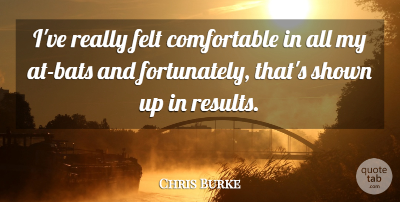 Chris Burke Quote About Felt, Shown: Ive Really Felt Comfortable In...