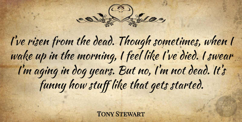 Tony Stewart Quote About Dog, Morning, Years: Ive Risen From The Dead...