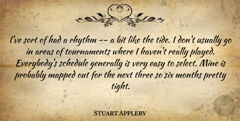 Stuart Appleby Quote About Areas, Bit, Easy, Generally, Mapped: Ive Sort Of Had A...