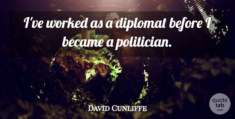 David Cunliffe Quote About Diplomats, Politician: Ive Worked As A Diplomat...